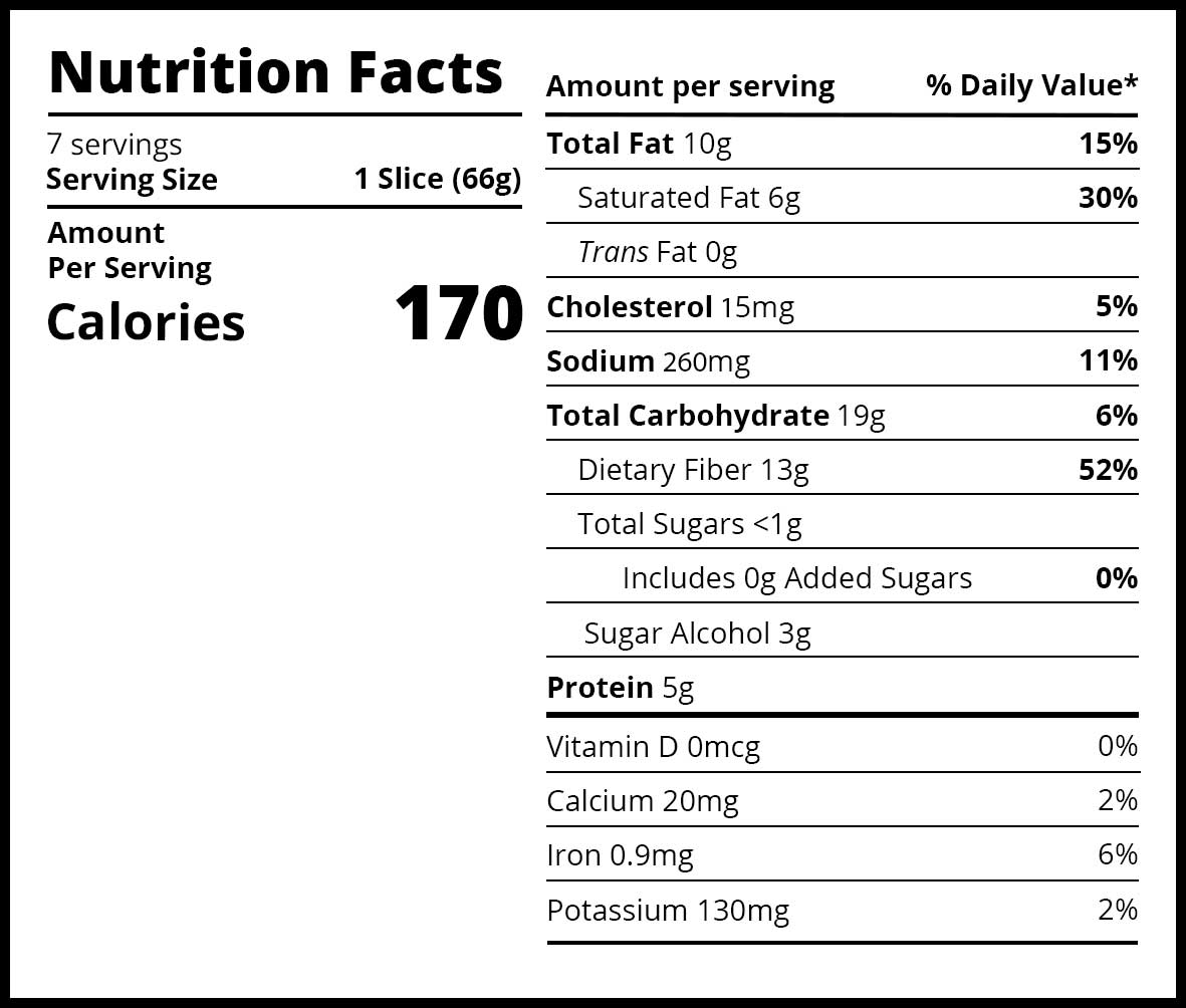 Nutritional information for Seriously Keto THE Bread Loaf